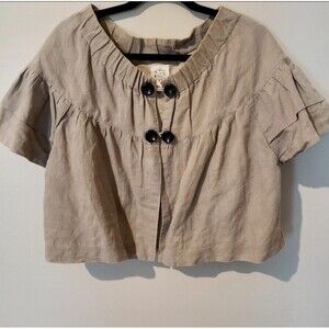 Beaubois Bolero Womens One Sz Cotton & Linen Earthy Light Brown  Jacket Cardigan